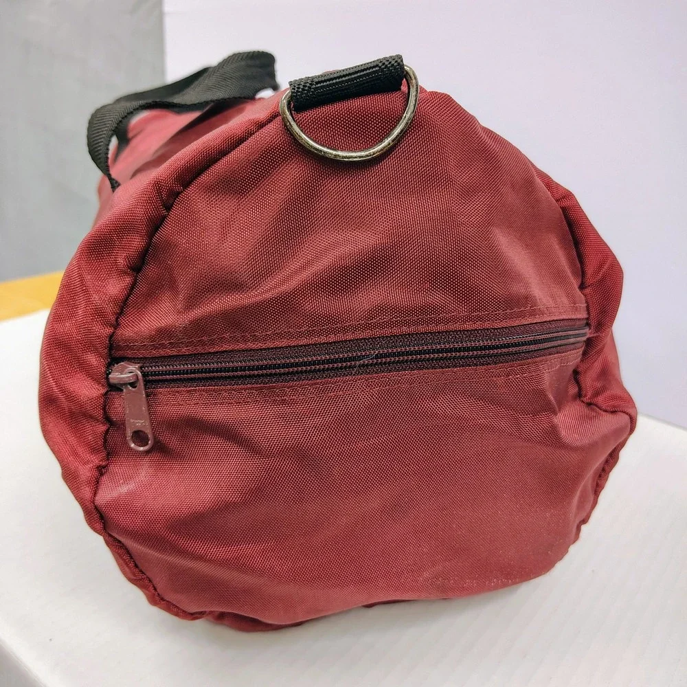 Vintage 90's Sasson Burgundy Red Nylon Duffle Bag Gym Travel Weekend Bag YKK Zip